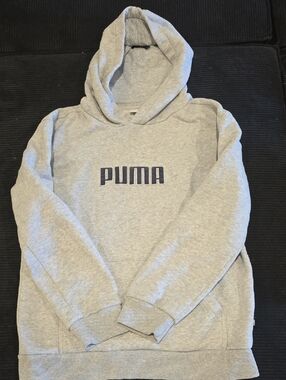 Puma Light Gray Hoodie with Navy Logo